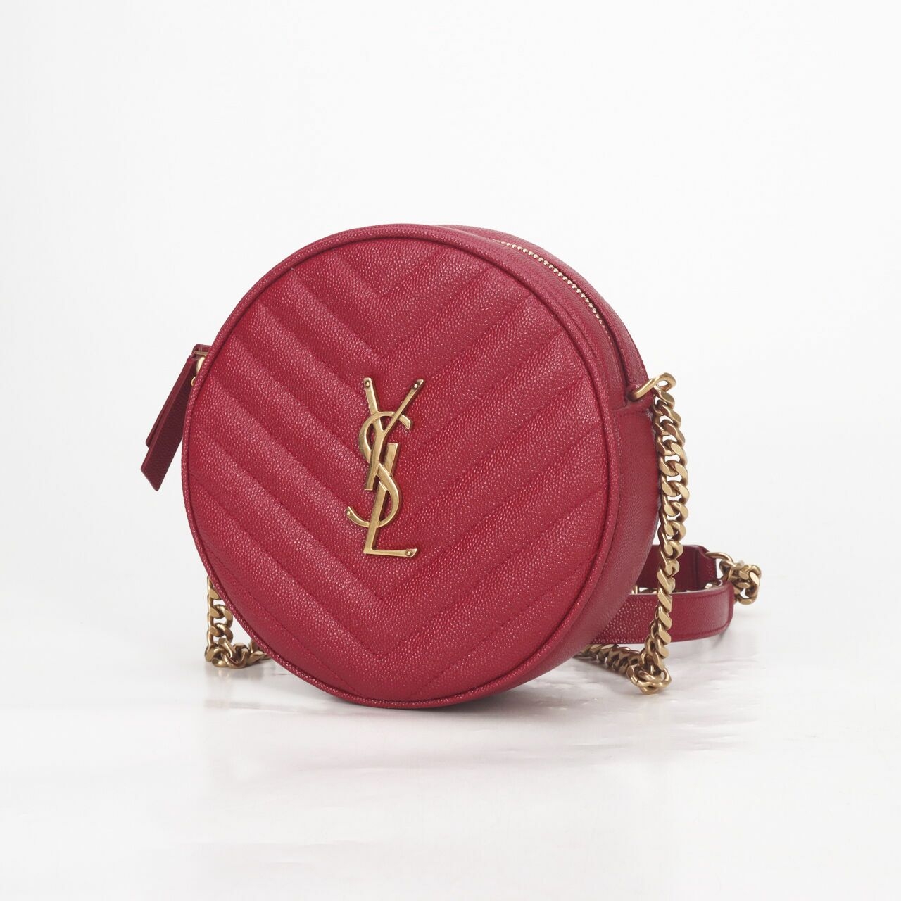 Saint Laurent Vinyle Round Camera Red Sling Bag