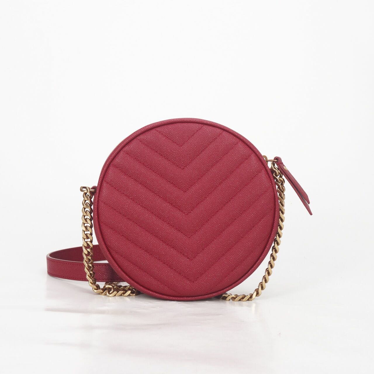 Saint Laurent Vinyle Round Camera Red Sling Bag