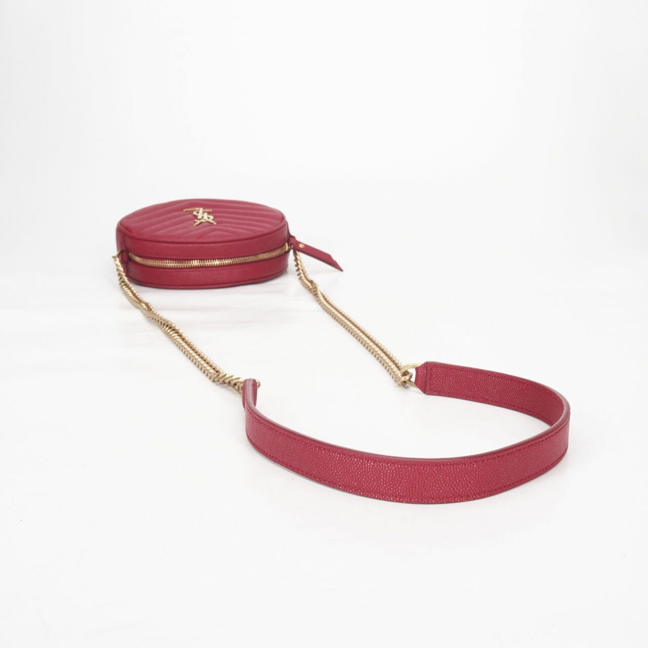 Saint Laurent Vinyle Round Camera Red Sling Bag