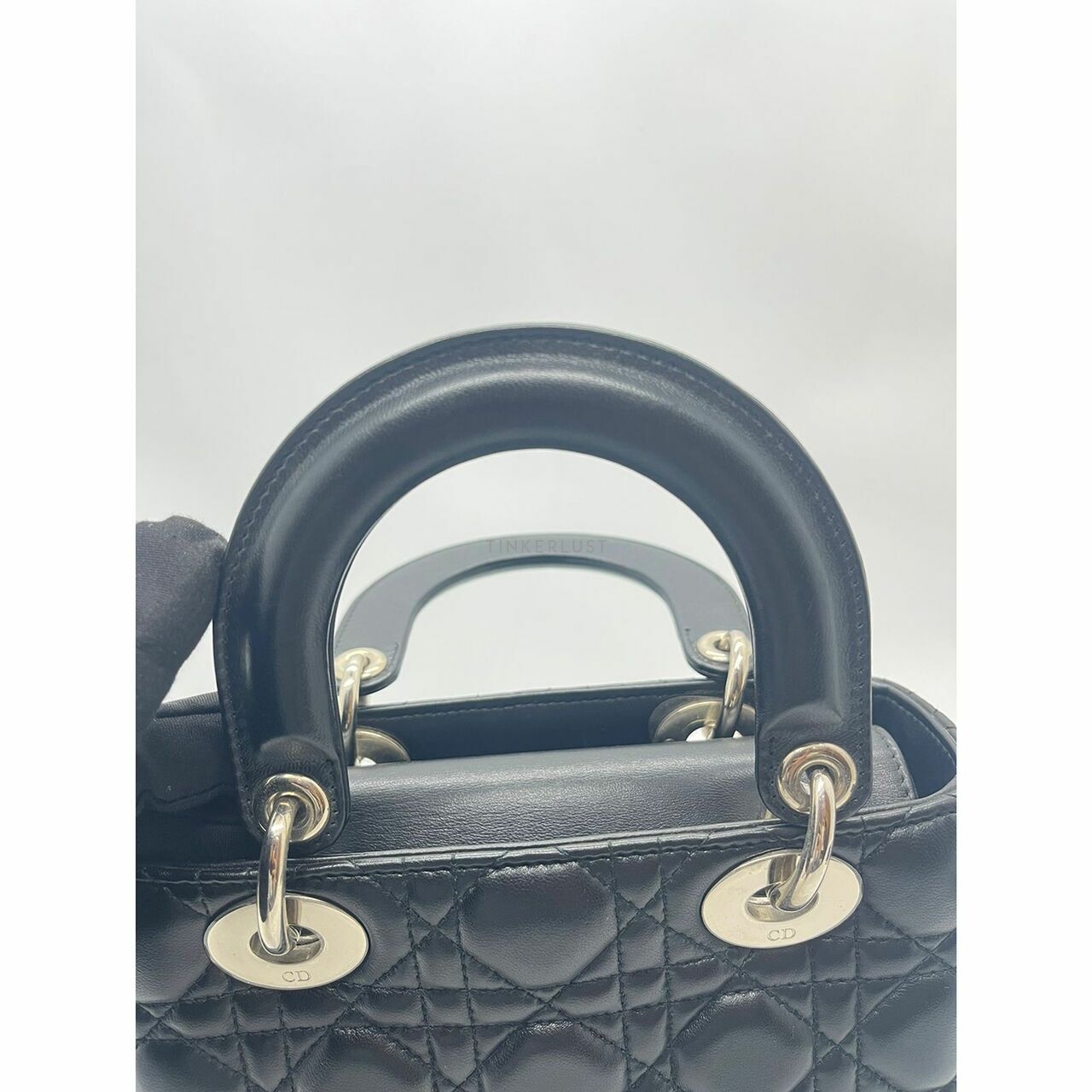 Christian Lady Dior Small Black Lambskin 2017 SHW Satchel