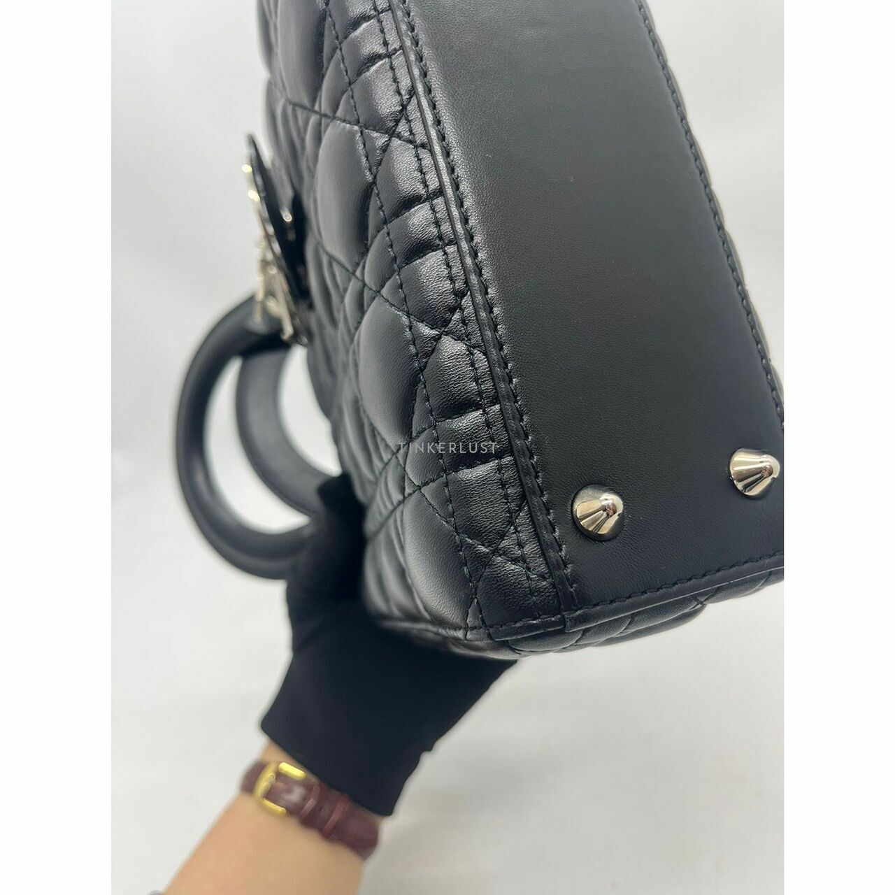 Christian Lady Dior Small Black Lambskin 2017 SHW Satchel