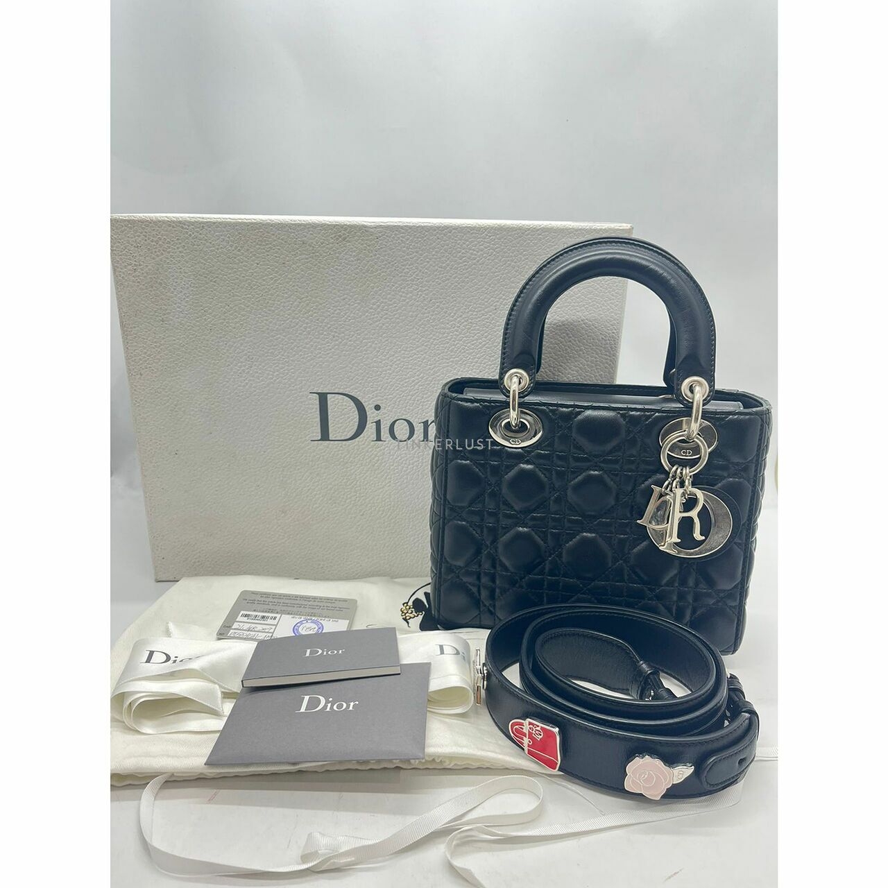 Christian Lady Dior Small Black Lambskin 2017 SHW Satchel