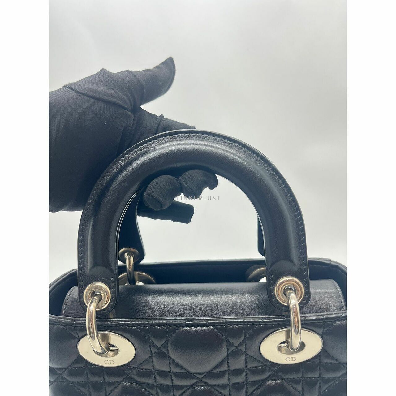 Christian Lady Dior Small Black Lambskin 2017 SHW Satchel