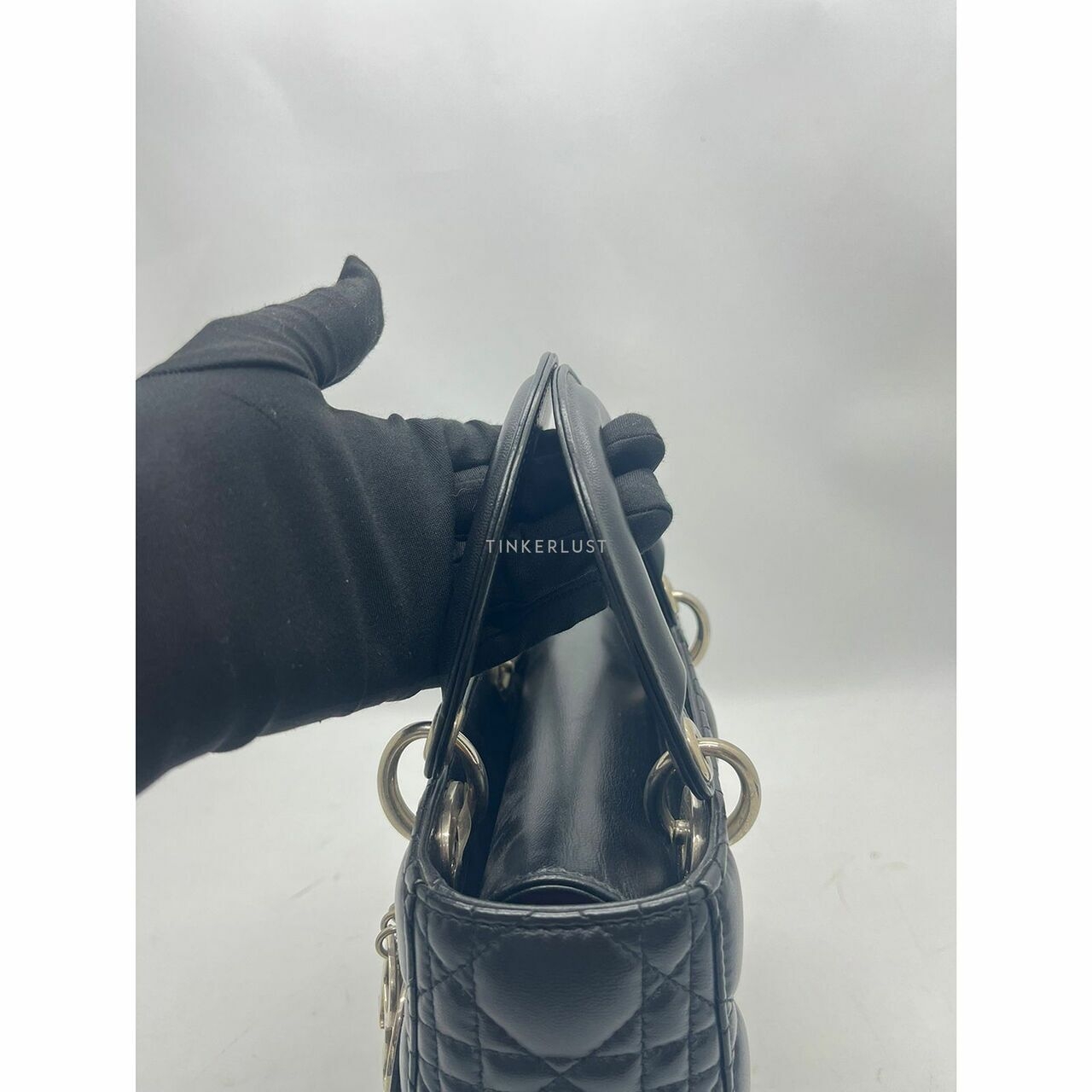 Christian Lady Dior Small Black Lambskin 2017 SHW Satchel