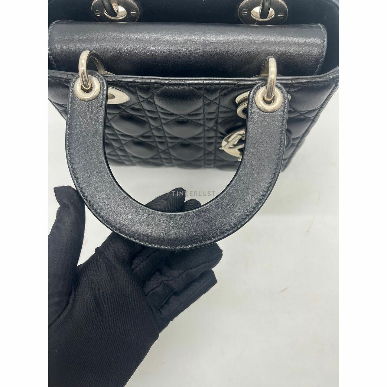 Christian Lady Dior Small Black Lambskin 2017 SHW Satchel