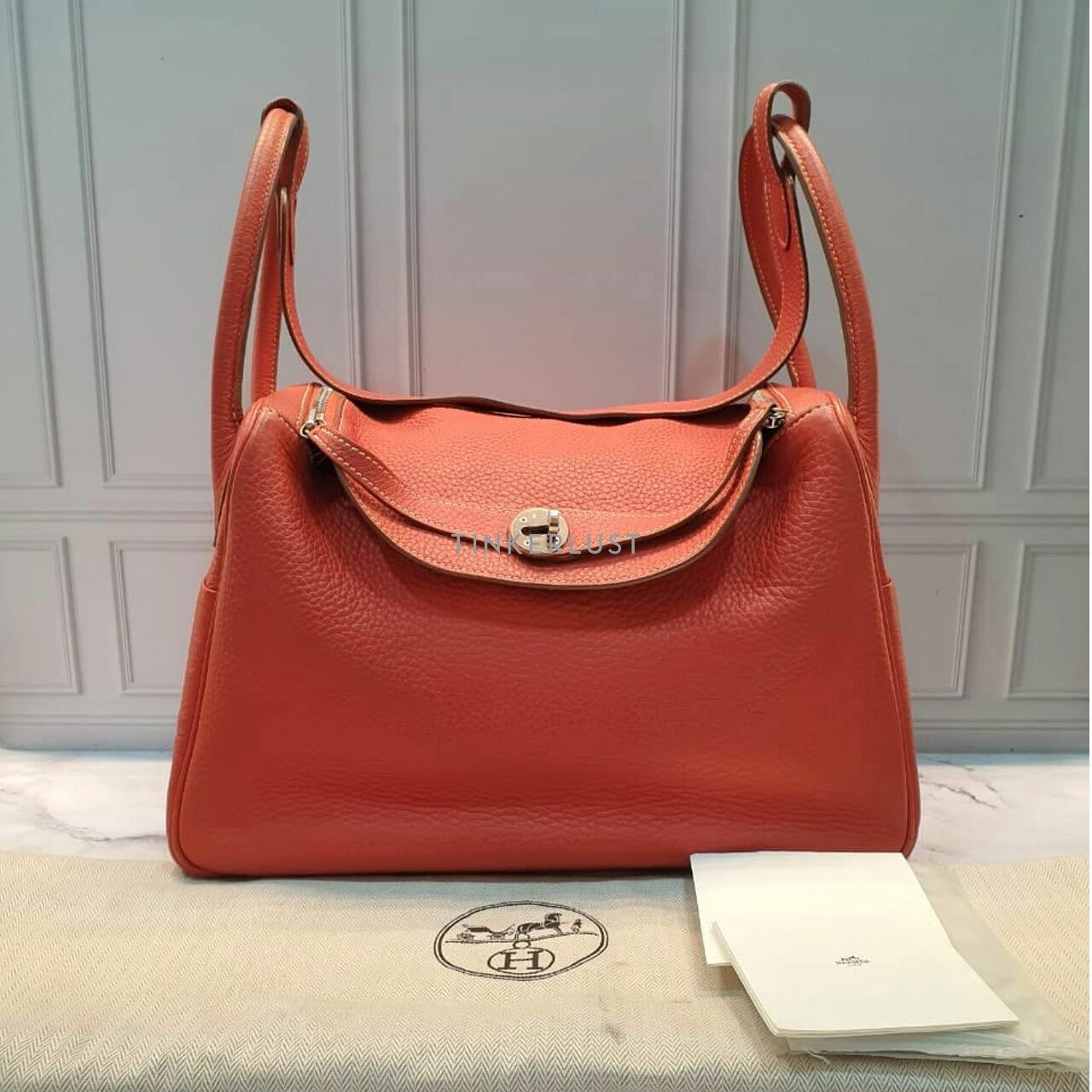 Hermes Lindy 34 Cuivre Taurillon PHW Stamp #O Square Shoulder Bag