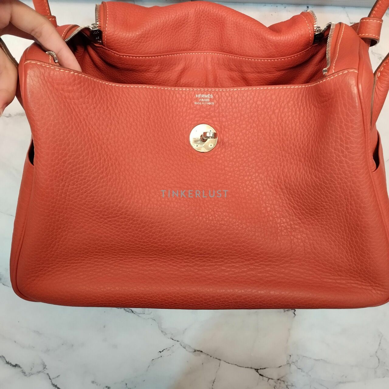 Hermes Lindy 34 Cuivre Taurillon PHW Stamp #O Square Shoulder Bag