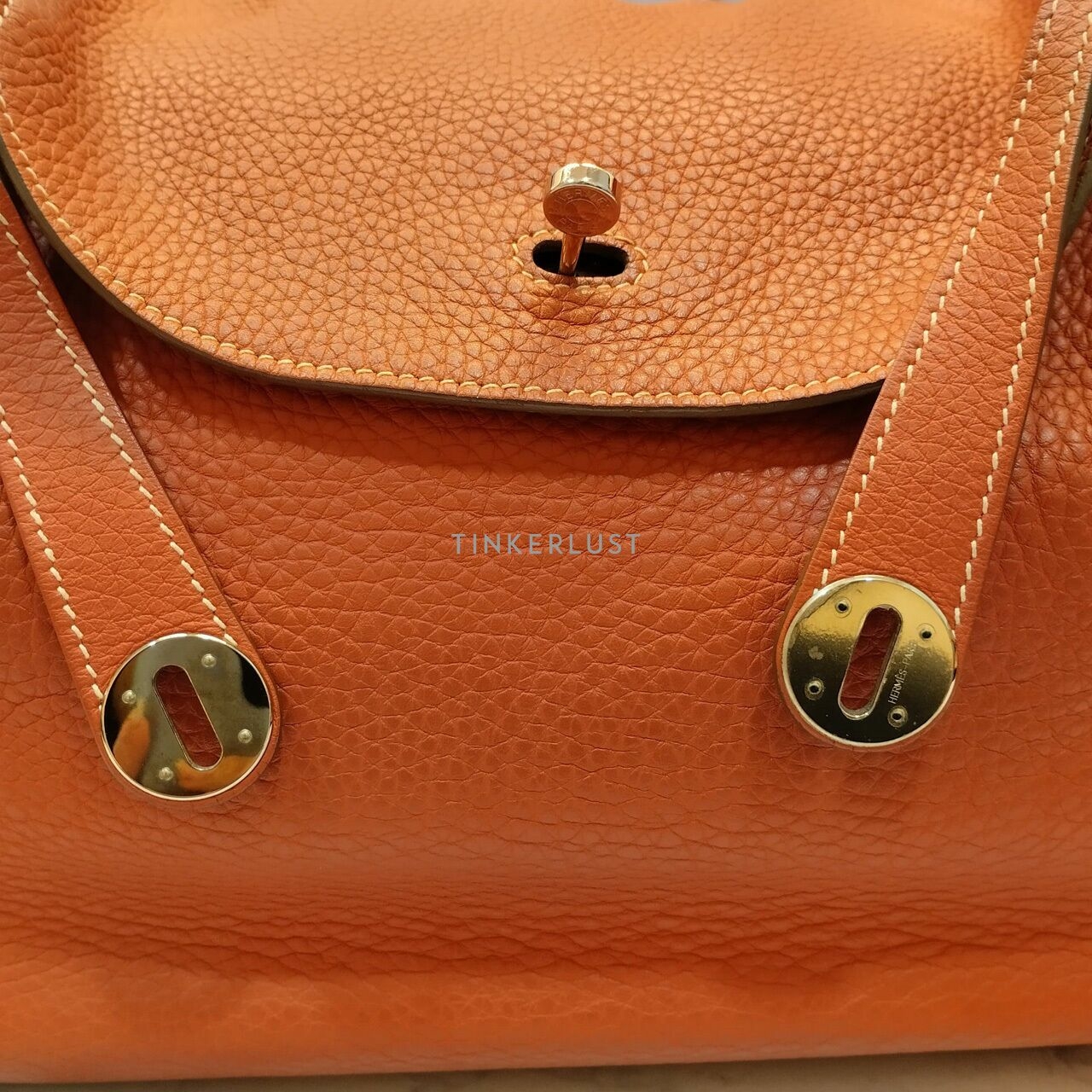 Hermes Lindy 34 Cuivre Taurillon PHW Stamp #O Square Shoulder Bag