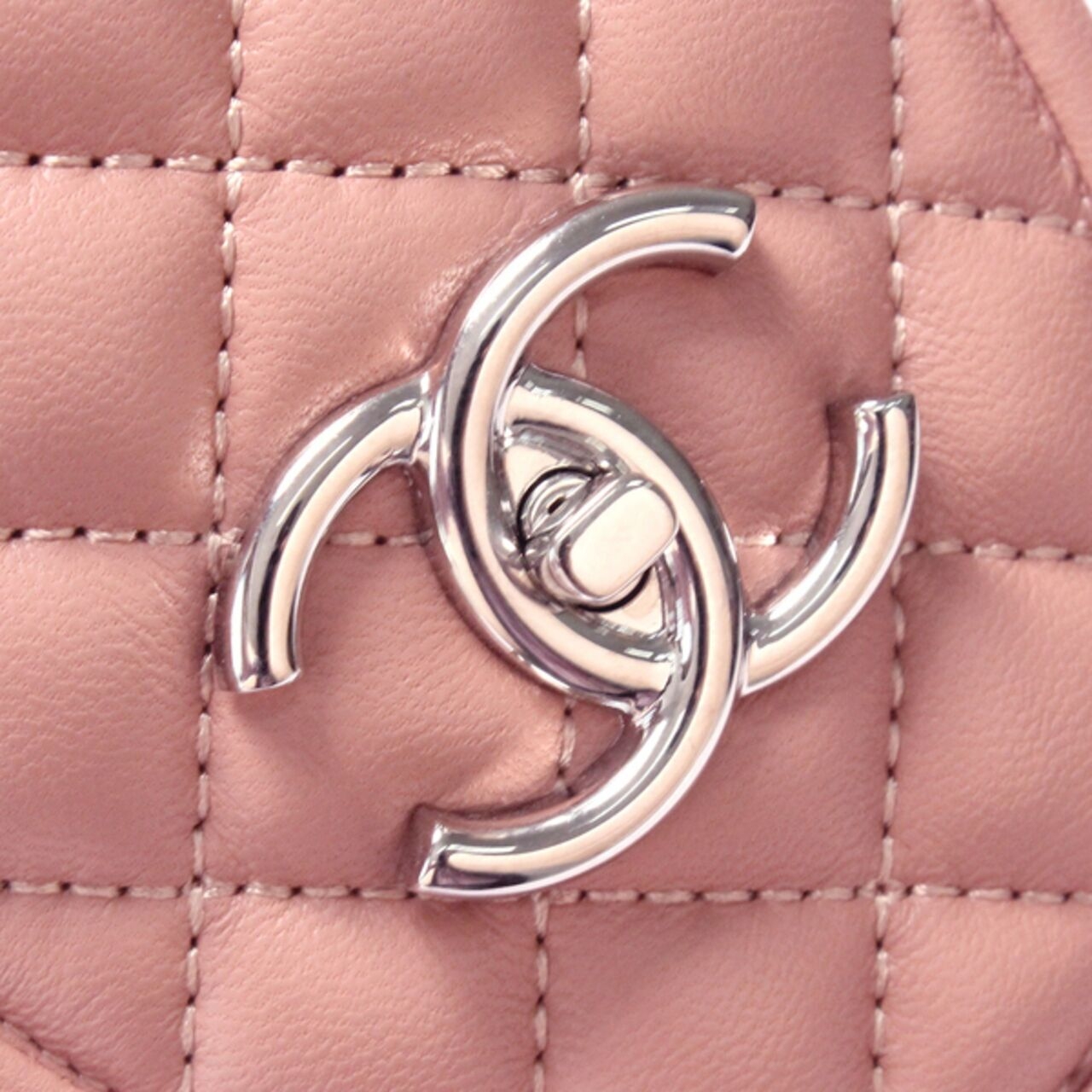 Chanel Pink Loafers Cc Logo Quilted Flap Turn Lock Flats