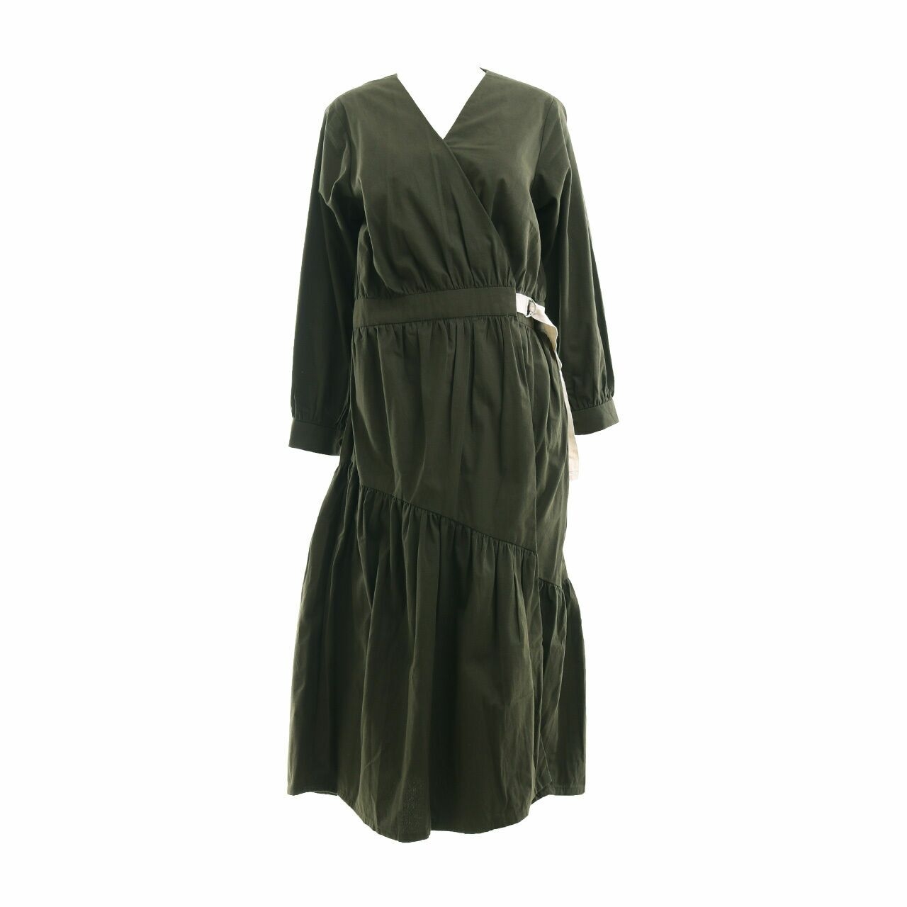 Sovi Atelier x Mme Huillet Olive Wrap Midi Dress