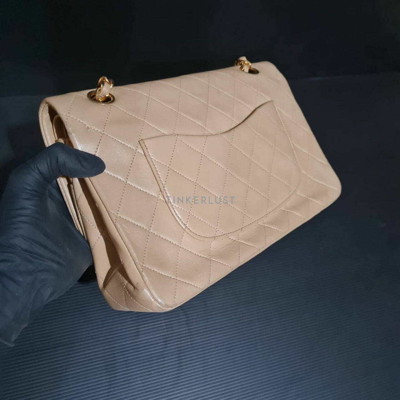 Chanel Vintage Beige Medium Flap GHW Shoulder Bag