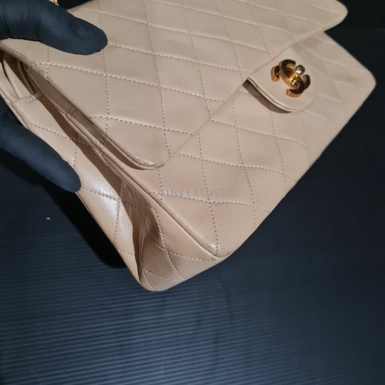 Chanel Vintage Beige Medium Flap GHW Shoulder Bag