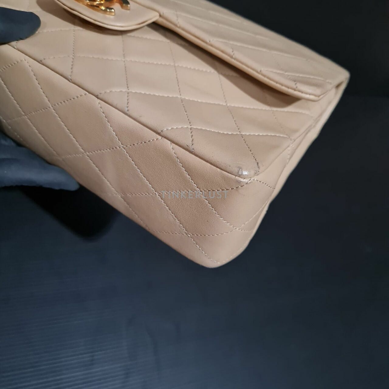 Chanel Vintage Beige Medium Flap GHW Shoulder Bag