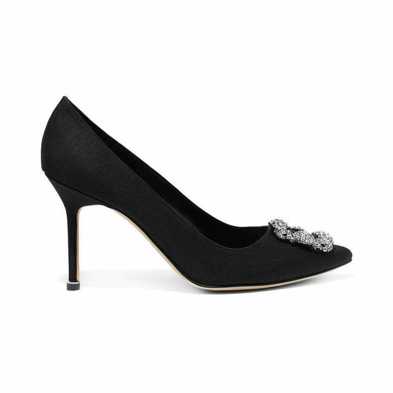 Hangisi 70 Grosgrain Pumps with CLC Crystal Buckle Black