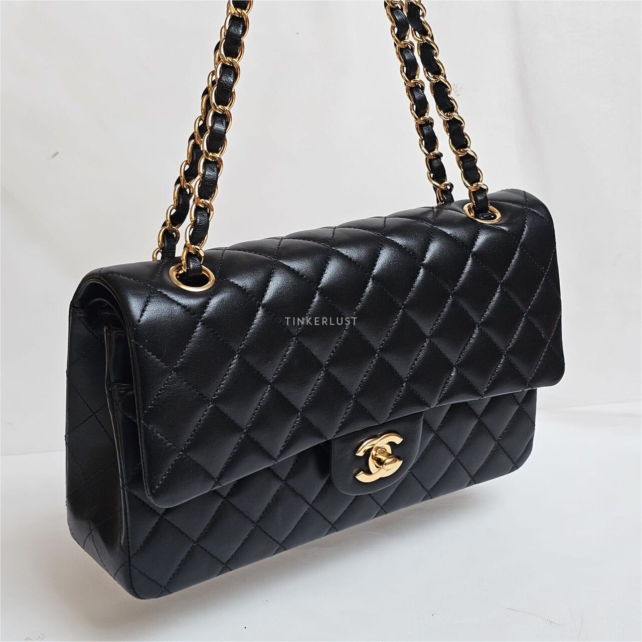 Chanel Medium Lambskin Black Double Flap #23 GHW Shoulder Bag