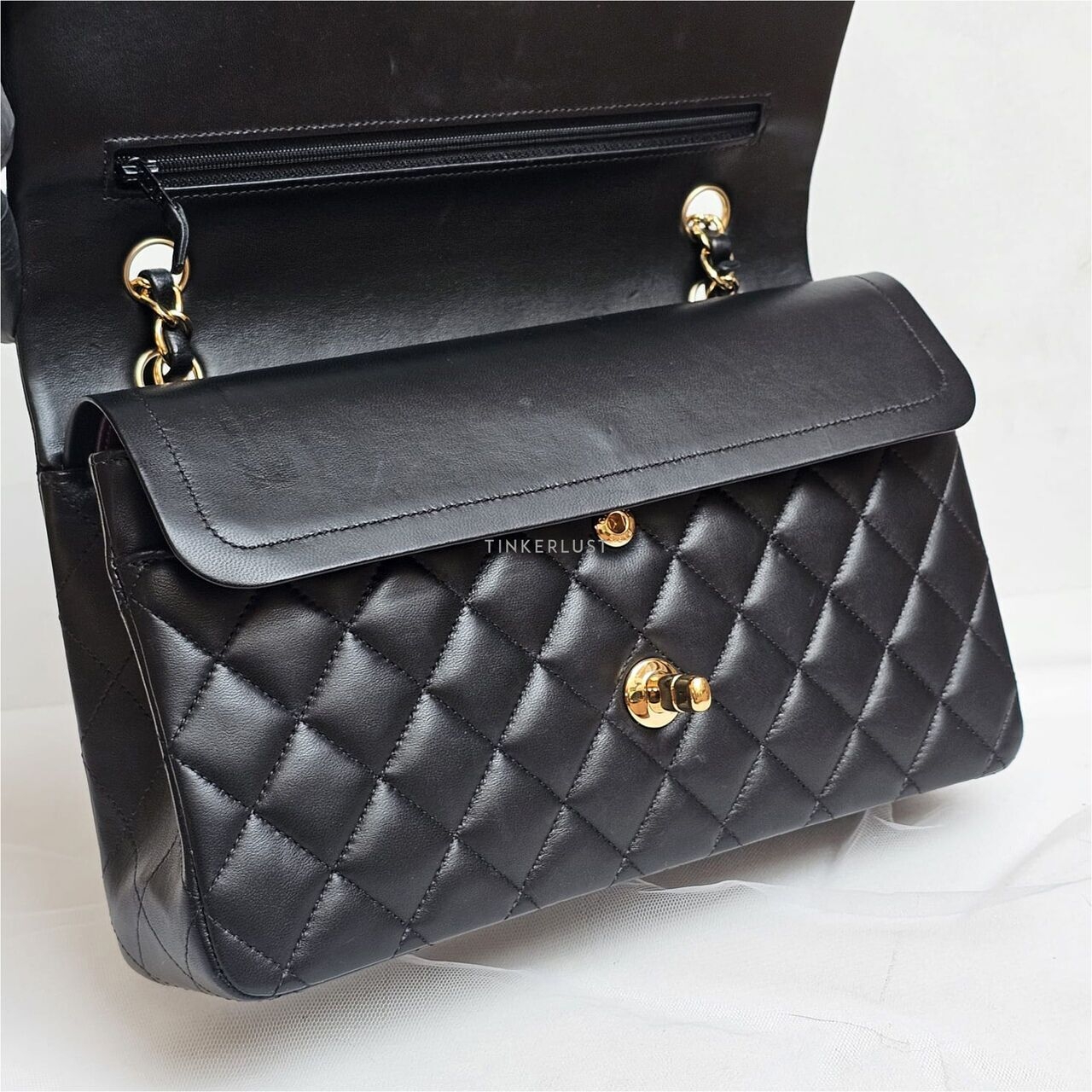 Chanel Medium Lambskin Black Double Flap #23 GHW Shoulder Bag