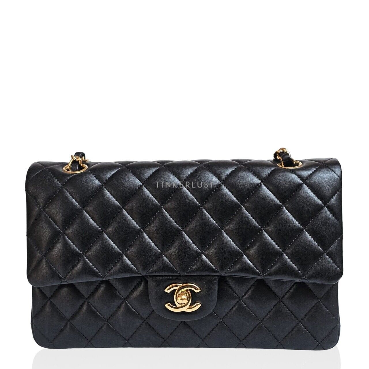 Chanel Medium Lambskin Black Double Flap #23 GHW Shoulder Bag