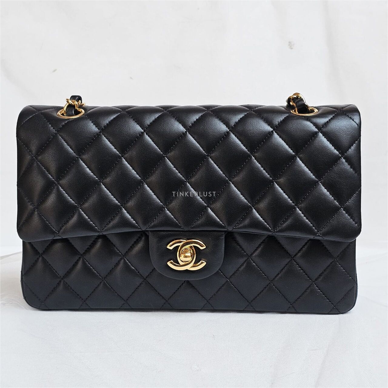 Chanel Medium Lambskin Black Double Flap #23 GHW Shoulder Bag