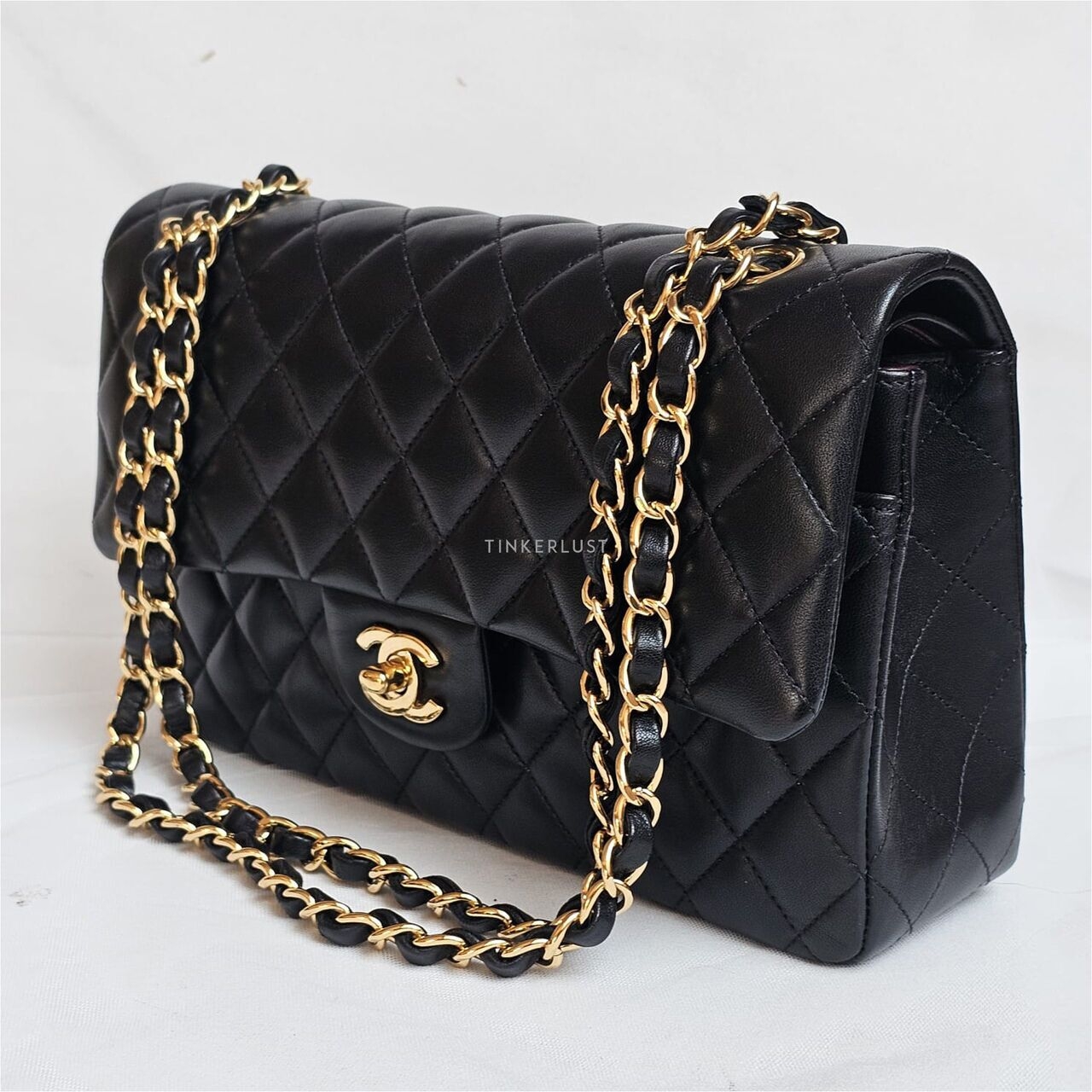 Chanel Medium Lambskin Black Double Flap #23 GHW Shoulder Bag