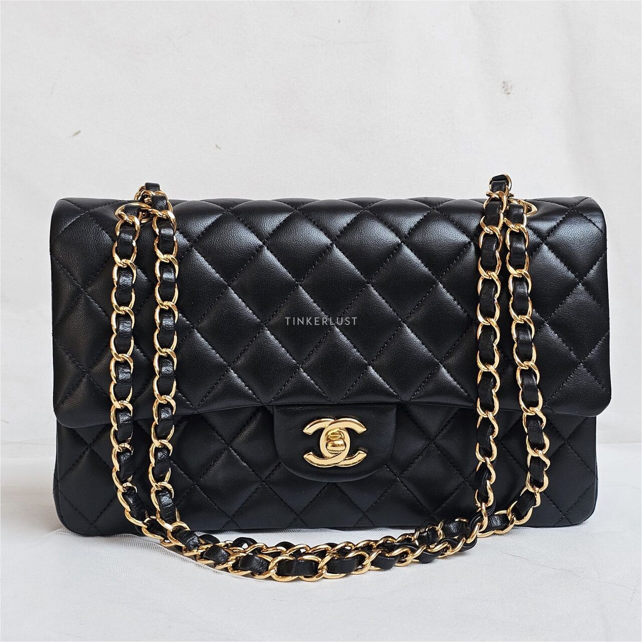 Chanel Medium Lambskin Black Double Flap #23 GHW Shoulder Bag