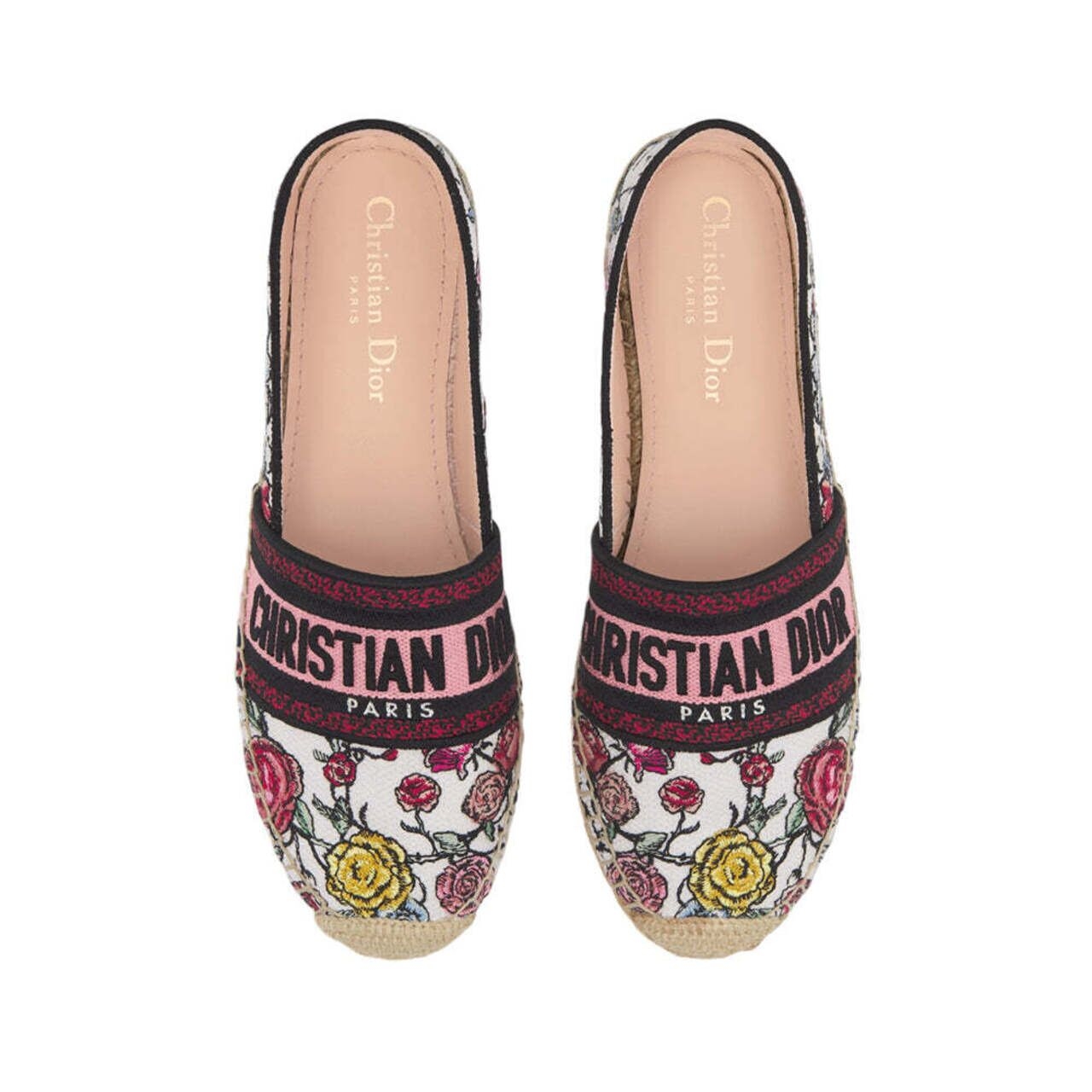 Christian Dior Granville Espadrille White Multicolor Florilegio Embroidered Cotton