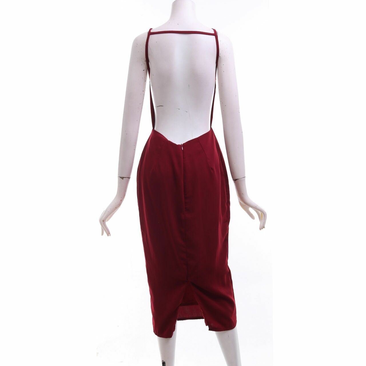 Status Quo Maroon Open Back Midi Dress