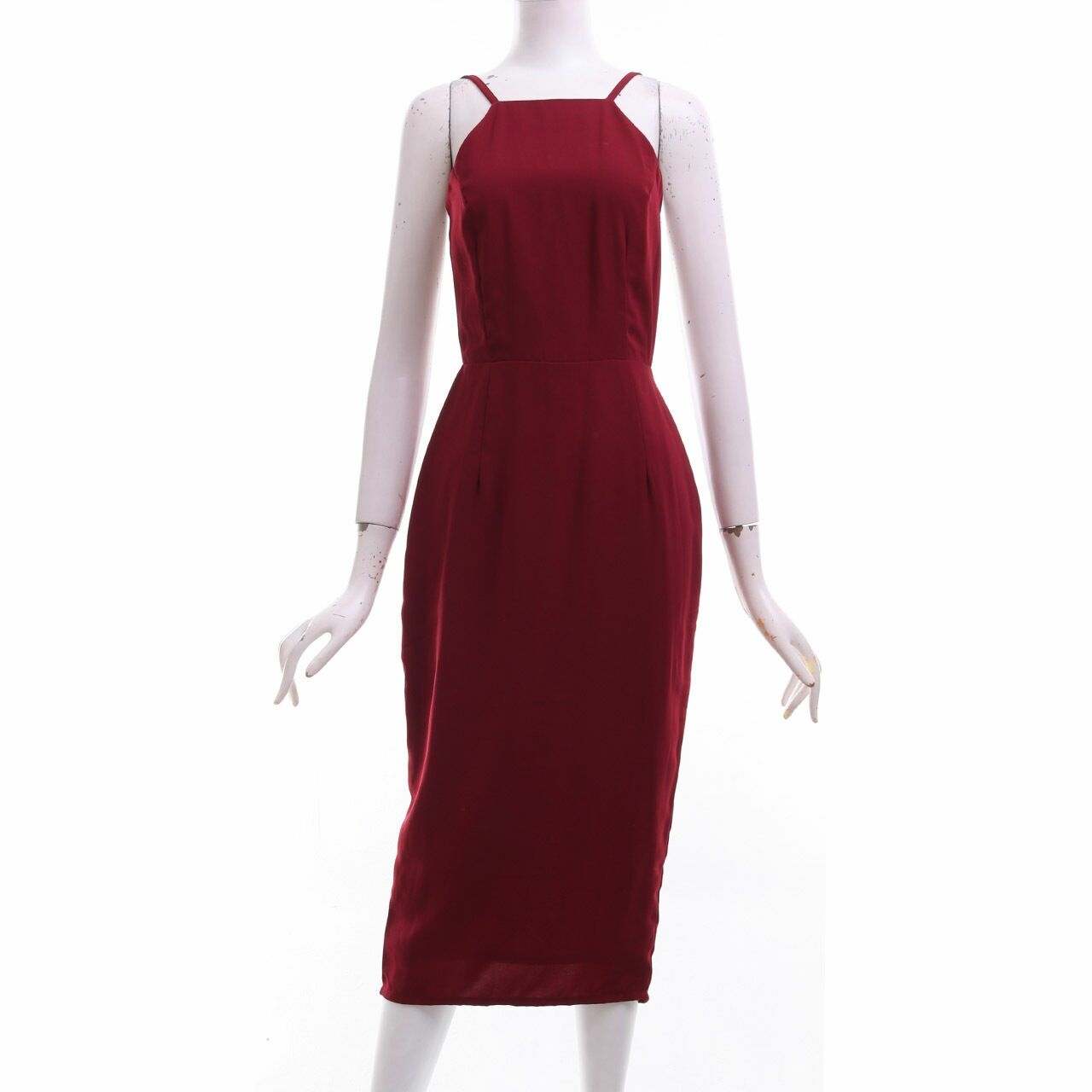 Status Quo Maroon Open Back Midi Dress