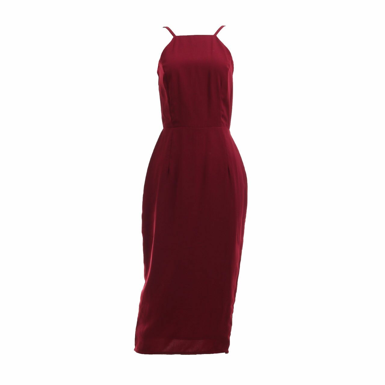 Status Quo Maroon Open Back Midi Dress