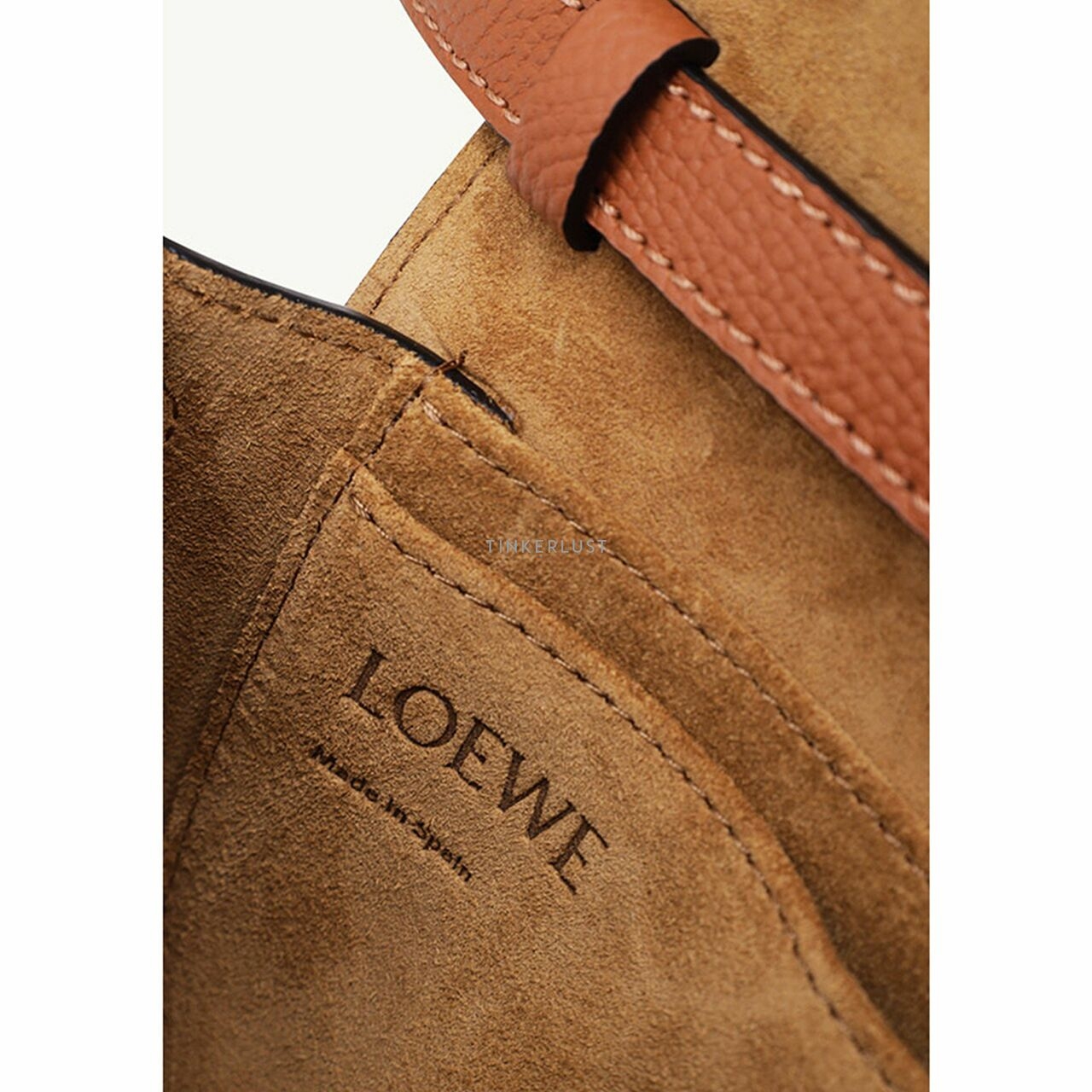 Loewe Mini Gate Shoulder Dual Bag in Tan Pebble Grained Calfskin 