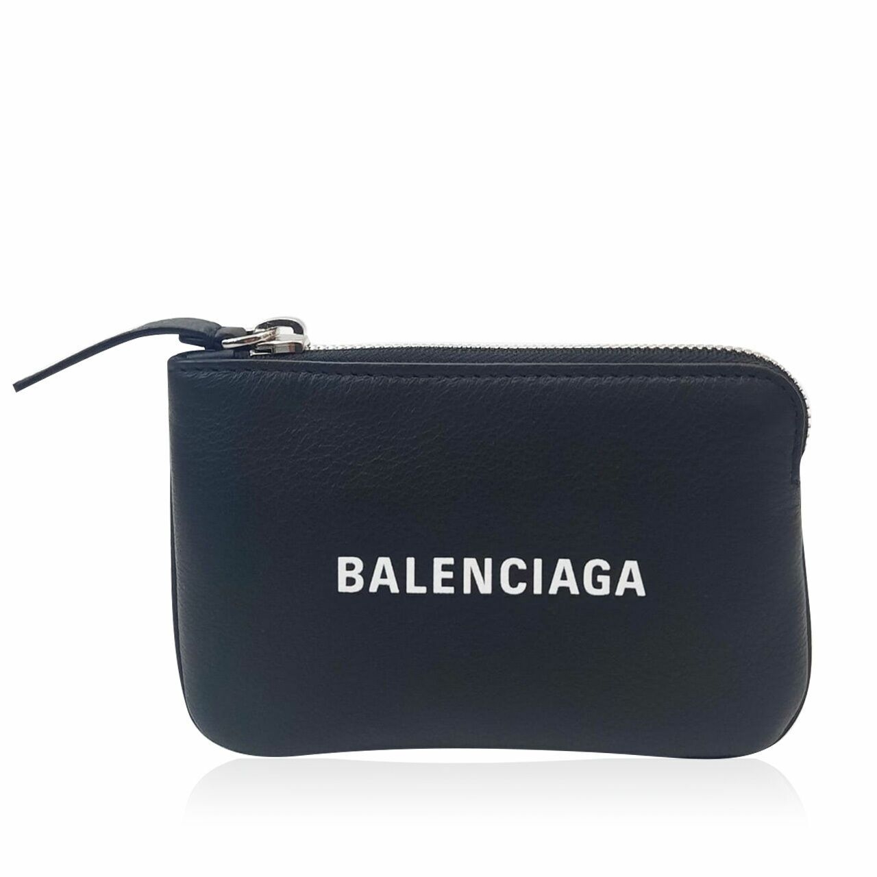 Balenciaga Small Zip Pouch Wallet Black Logo Leather