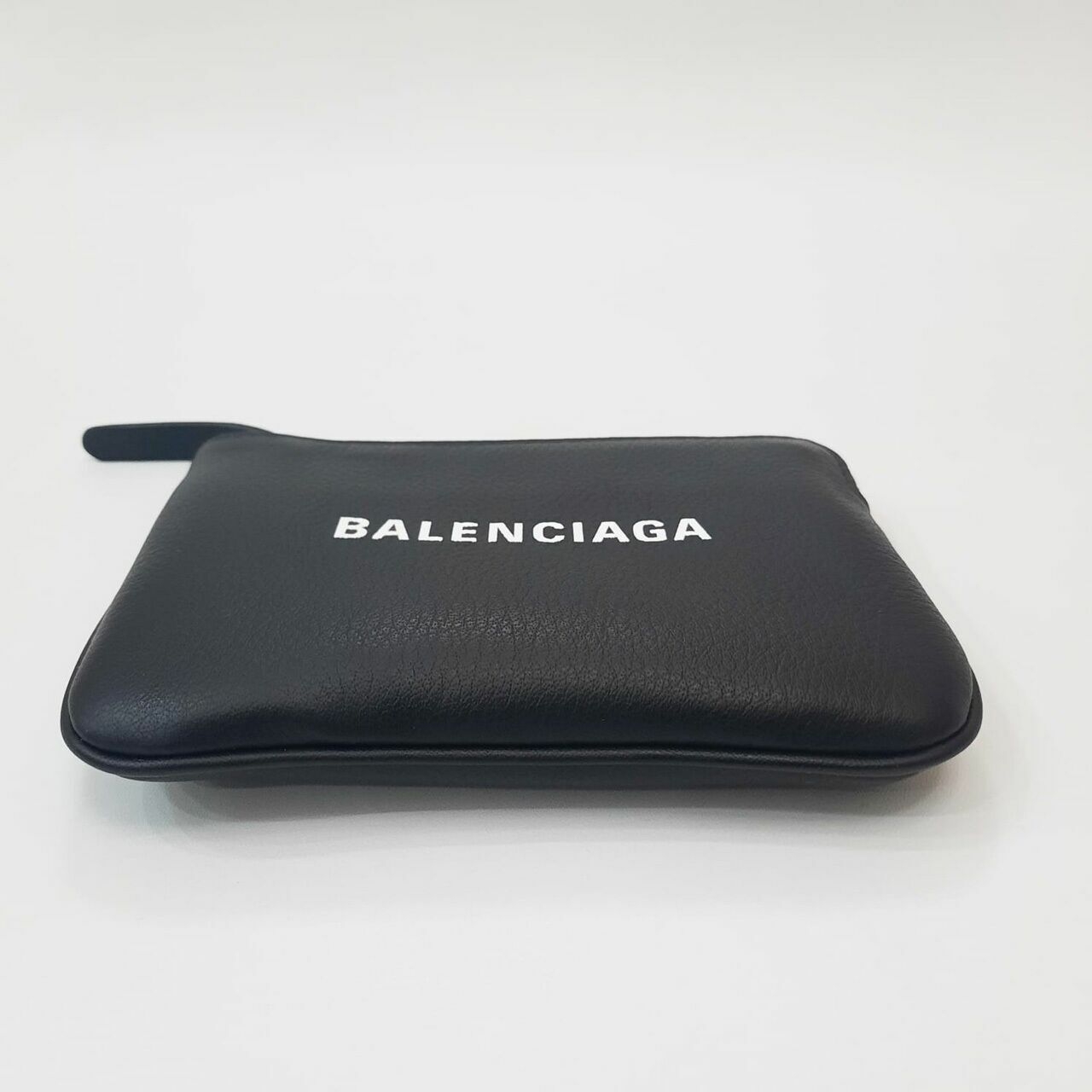 Balenciaga Small Zip Pouch Wallet Black Logo Leather