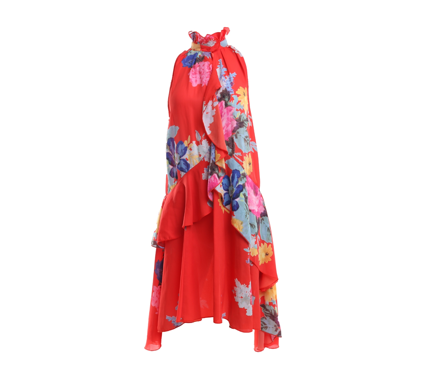 H&M Orange Floral Wrap Midi Dress