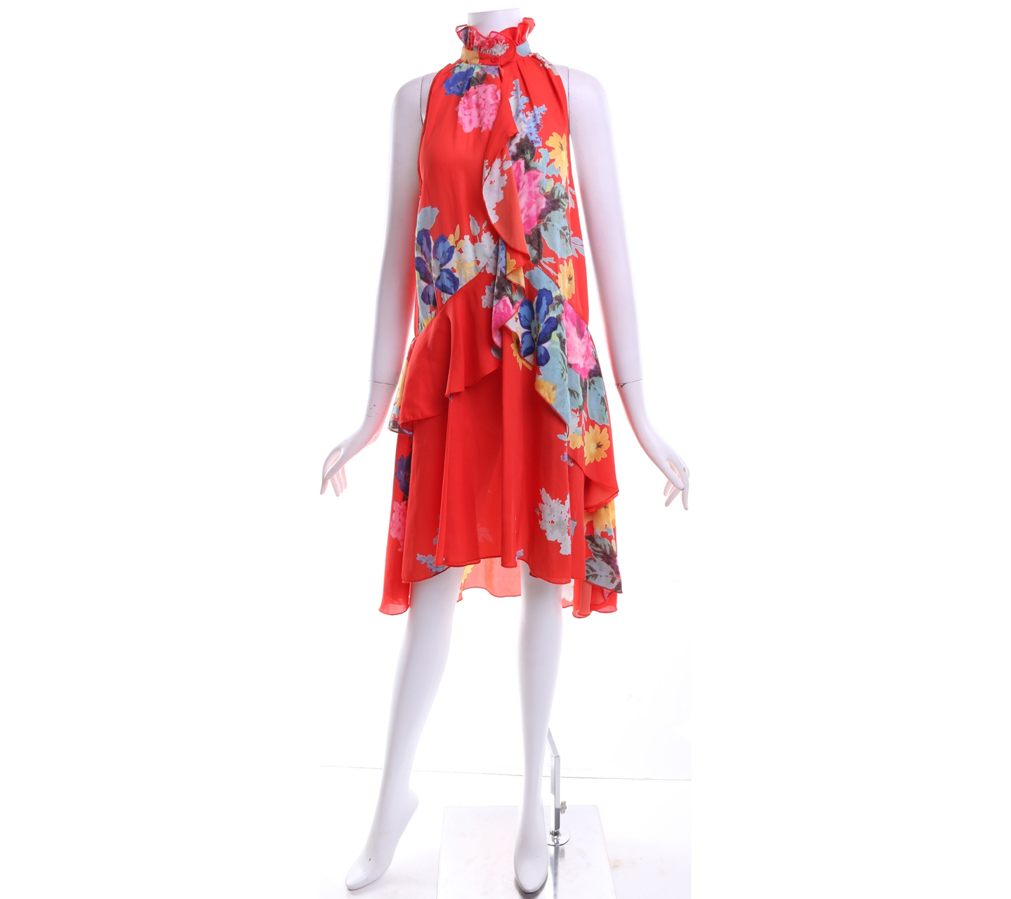 H&M Orange Floral Wrap Midi Dress