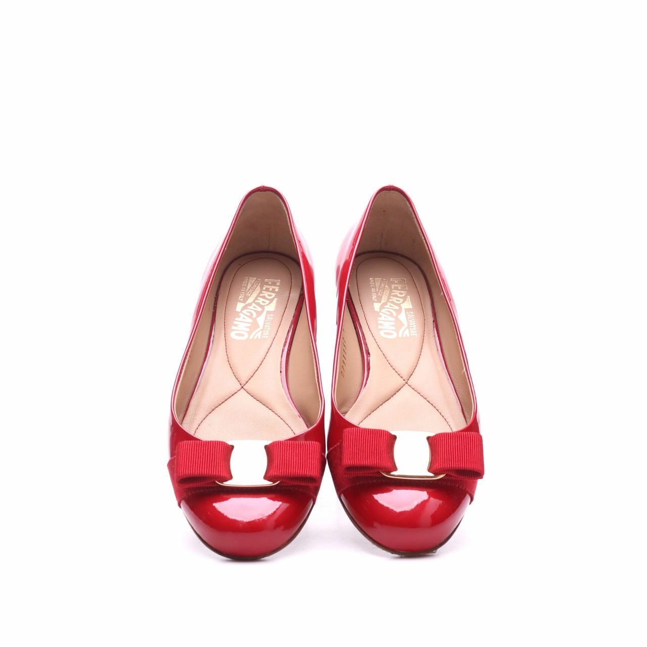  Salvatore Ferragamo Red Varina Flats Shoes