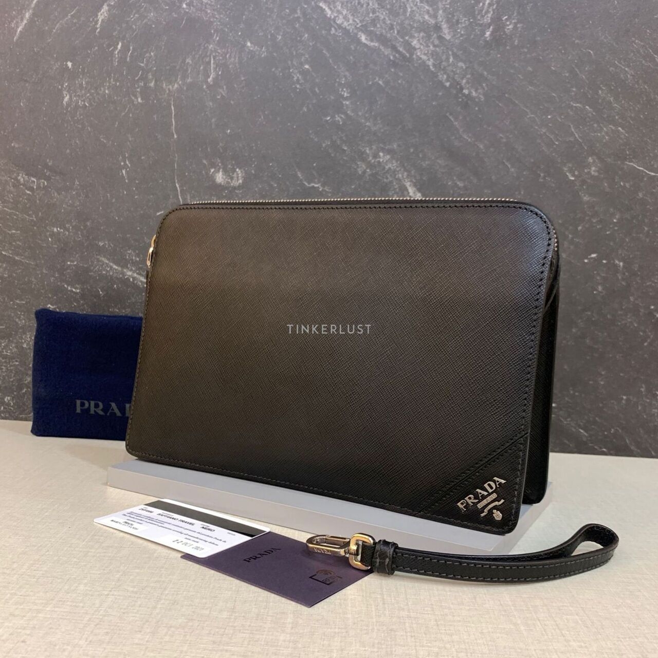 Prada Saffiano Pochette Black 2021 Clutch