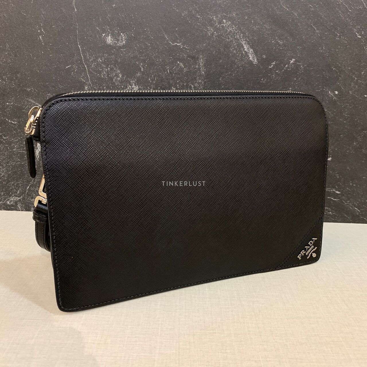 Prada Saffiano Pochette Black 2021 Clutch