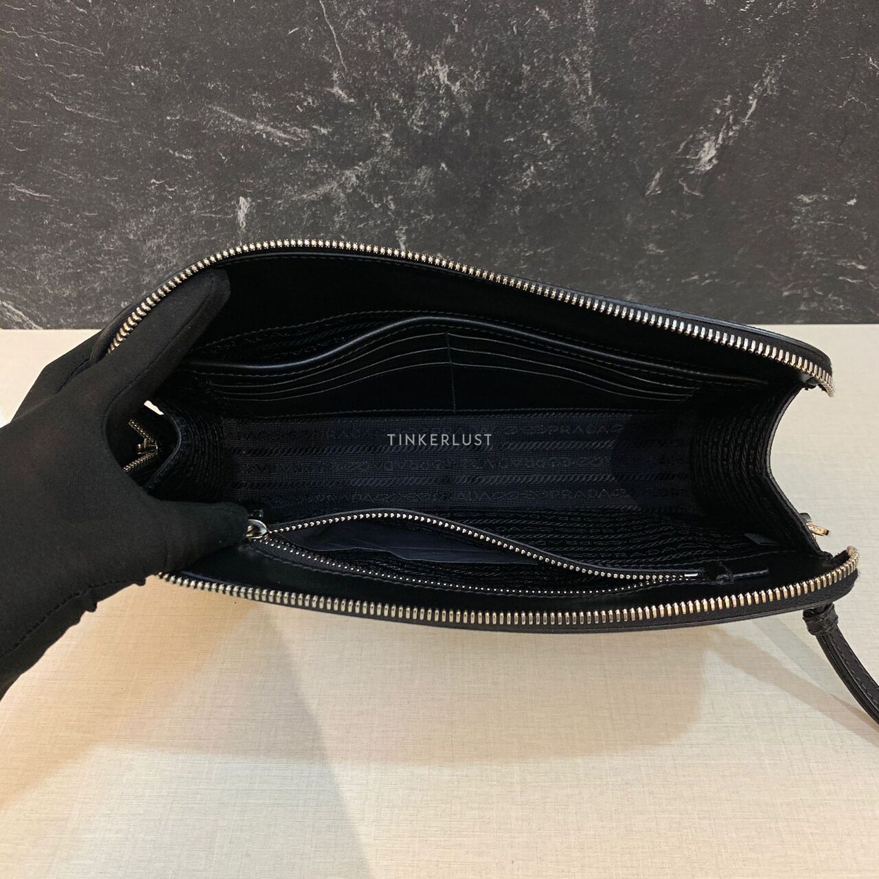 Prada Saffiano Pochette Black 2021 Clutch