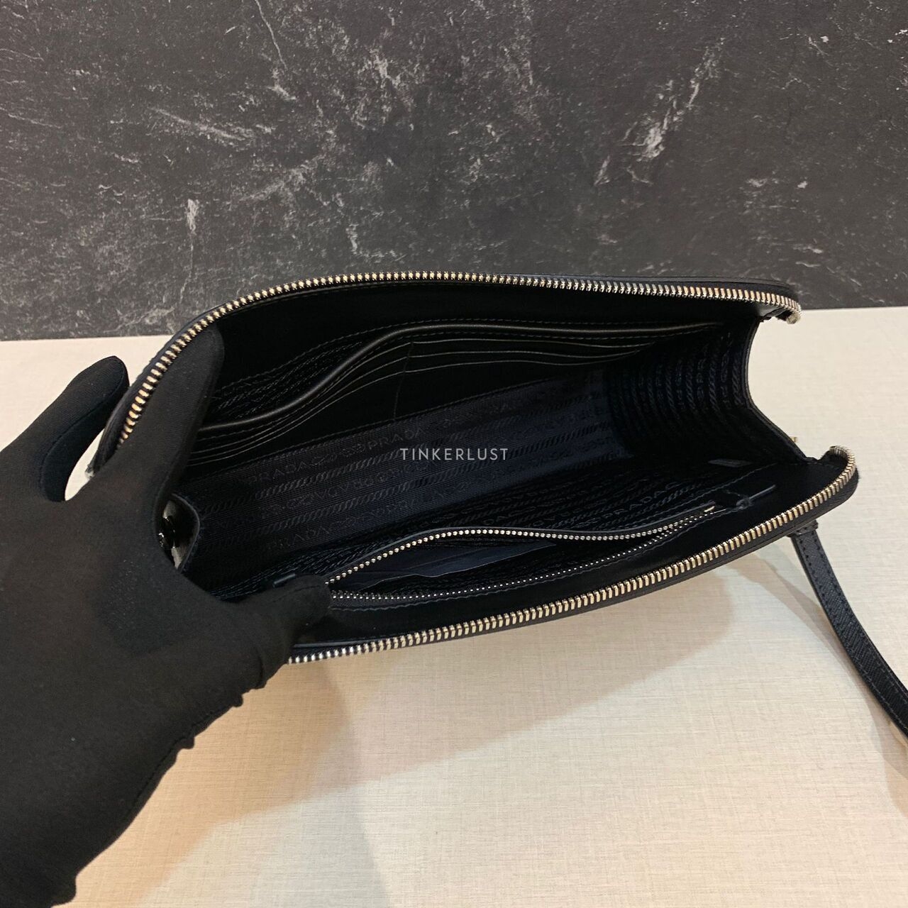 Prada Saffiano Pochette Black 2021 Clutch