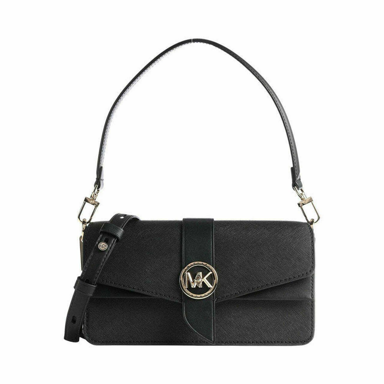 Michael Kors Greenwich Medium Saffiano Leather Shoulder Bag Black