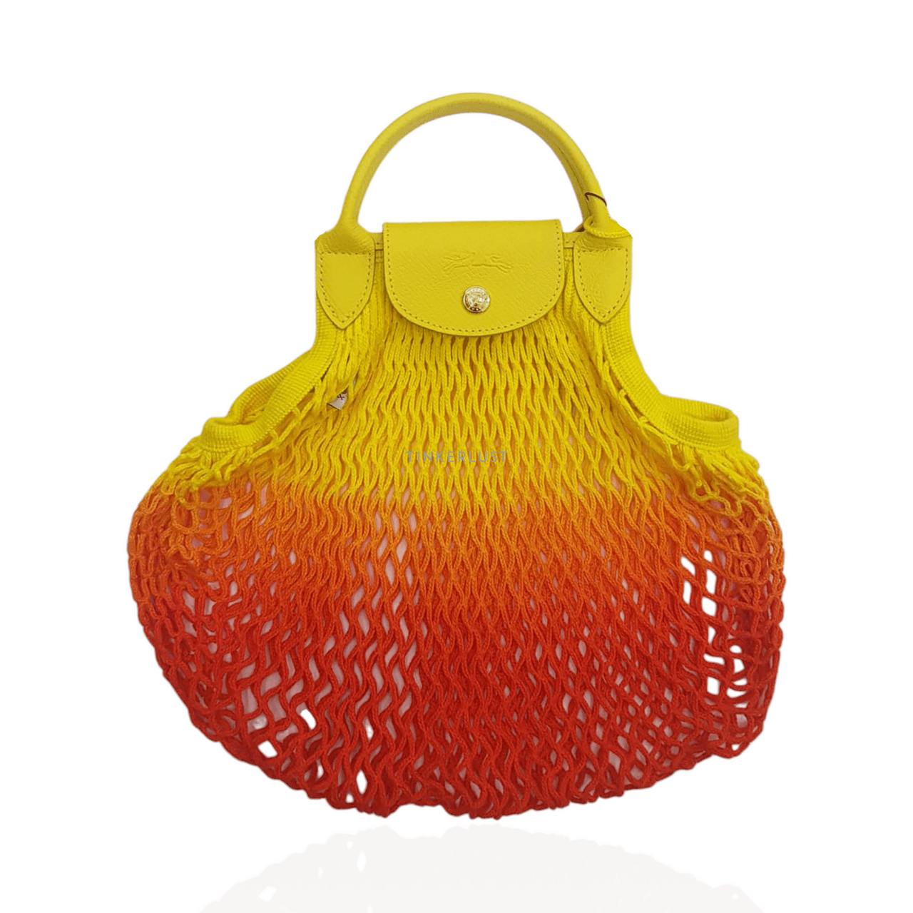 Longchamp Le Pliage Filet In Jaune/Orange L Limited Edition Sling Bag