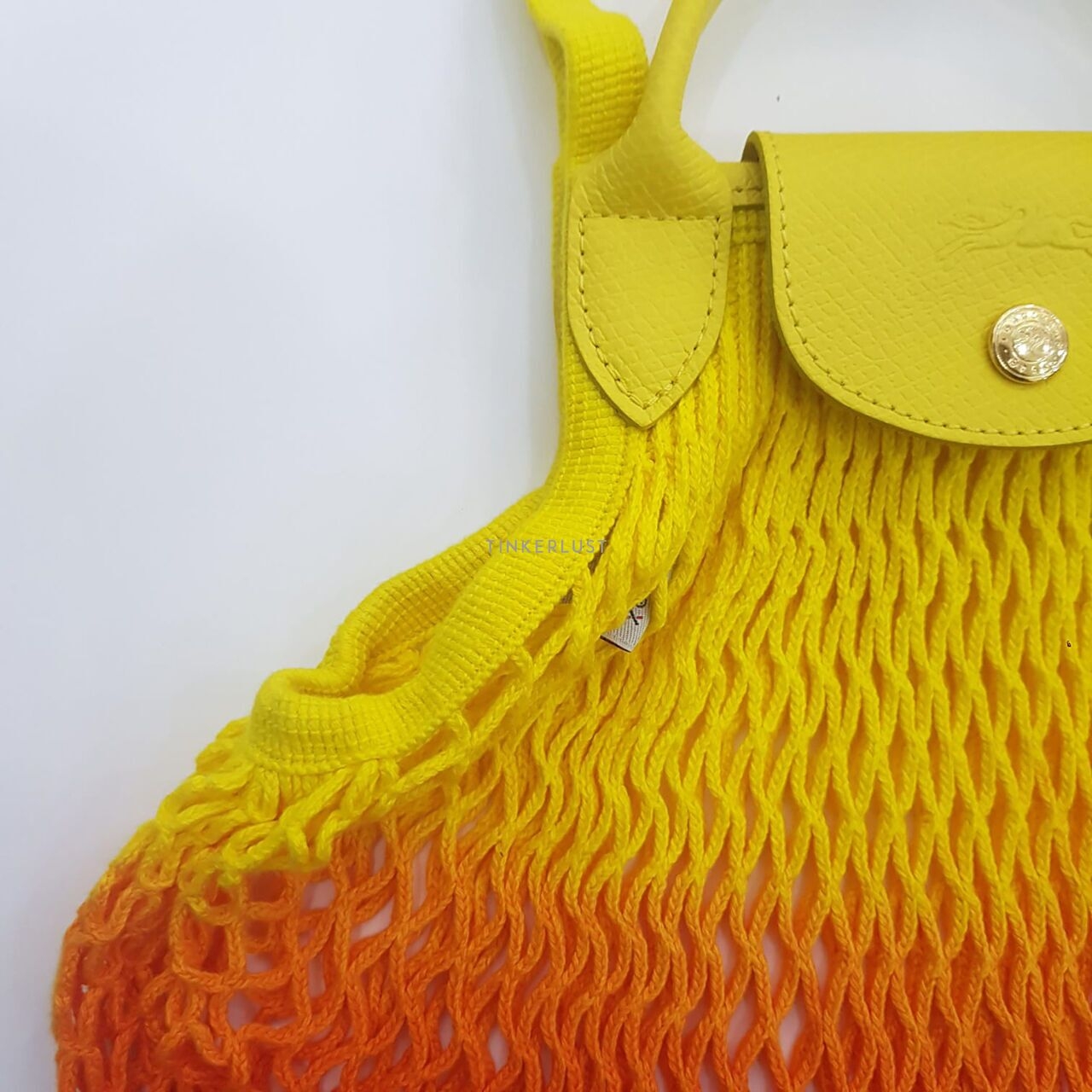 Longchamp Le Pliage Filet In Jaune/Orange L Limited Edition Sling Bag