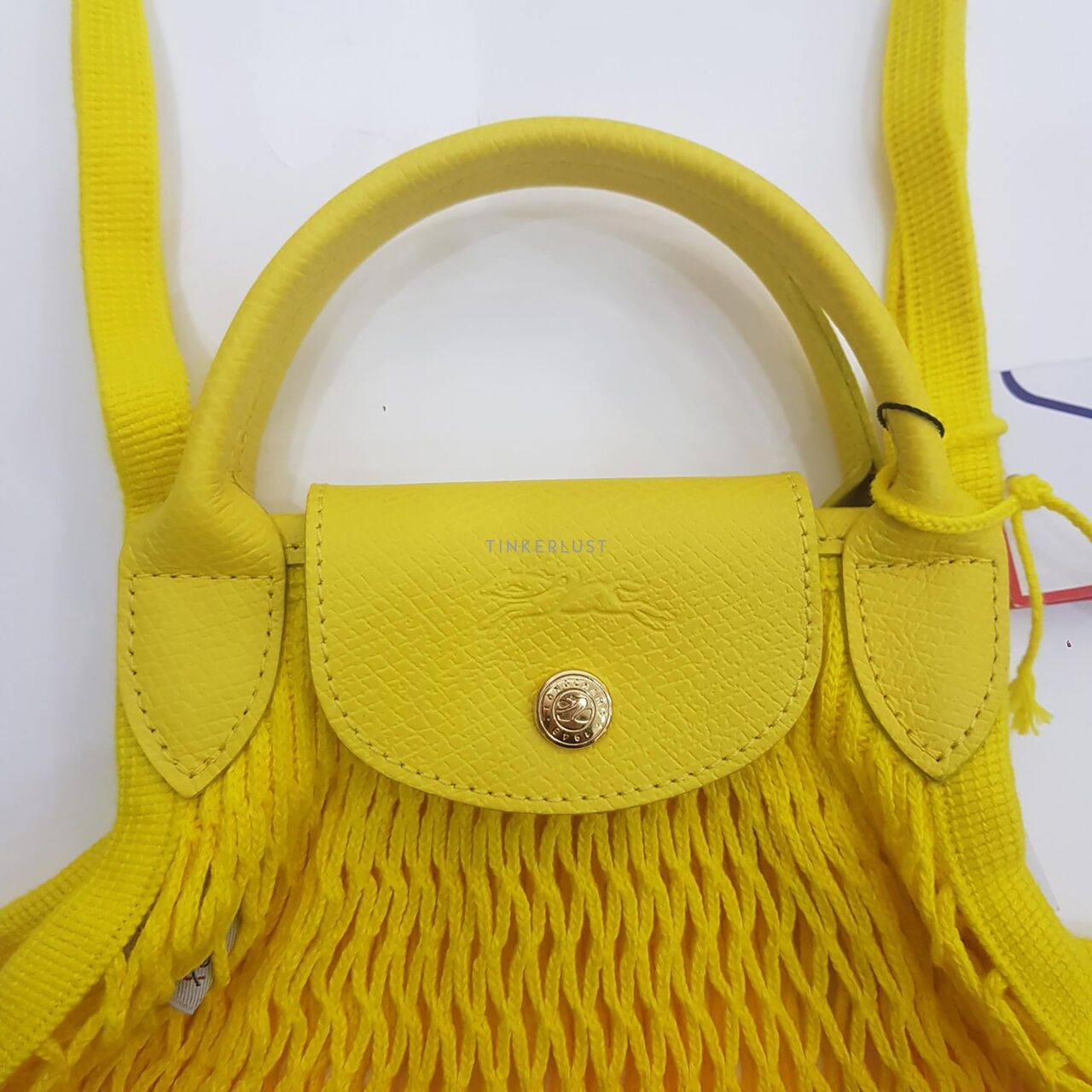 Longchamp Le Pliage Filet In Jaune/Orange L Limited Edition Sling Bag