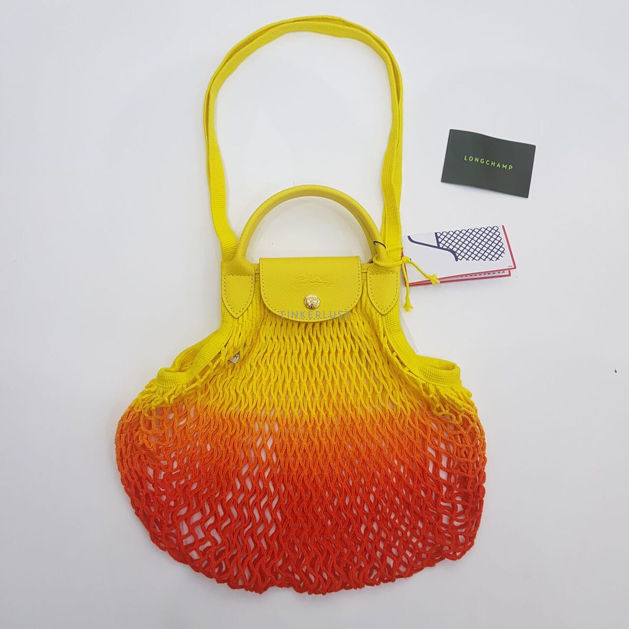 Longchamp Le Pliage Filet In Jaune/Orange L Limited Edition Sling Bag