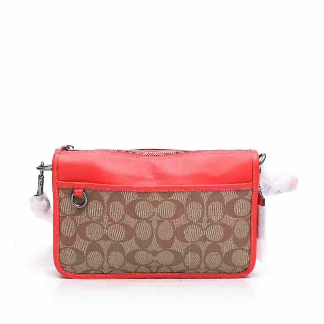 Coach C8141 Heritage Crossbody with Hybrid Pouch Khaki Miami Red