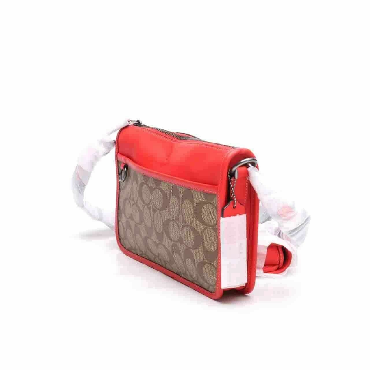 Coach C8141 Heritage Crossbody with Hybrid Pouch Khaki Miami Red