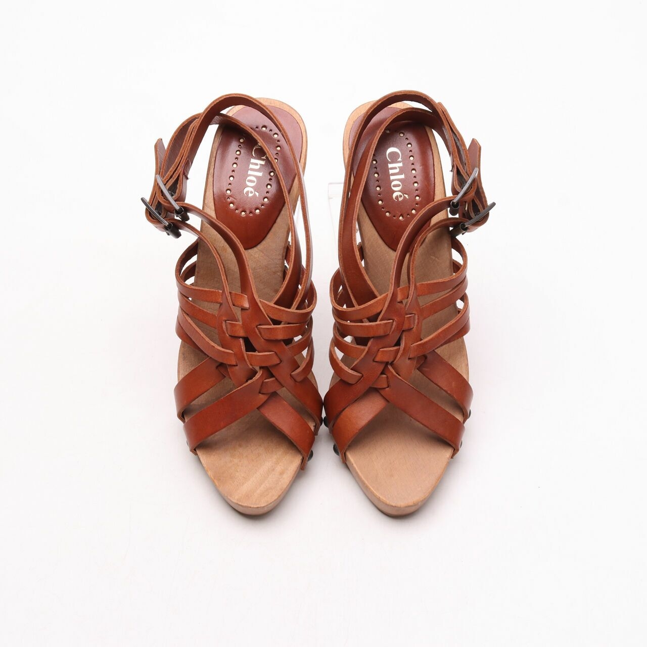Chloe Vintage Wood Brown Heels