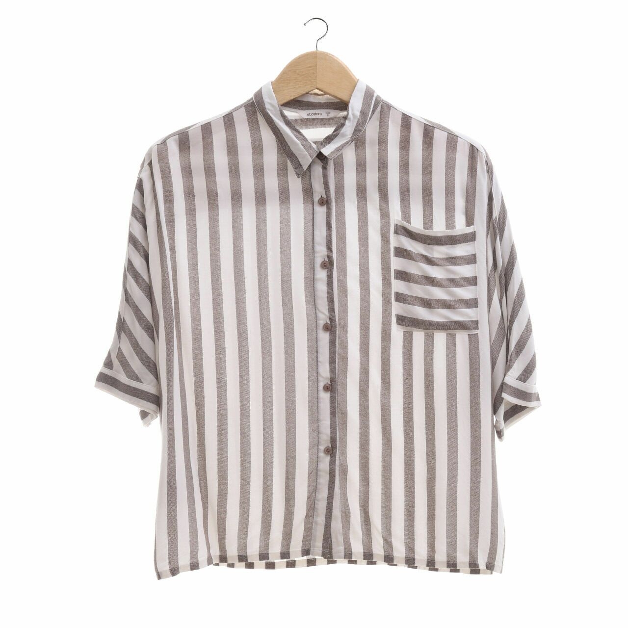 Et Cetera Brown & White Stripes Shirt