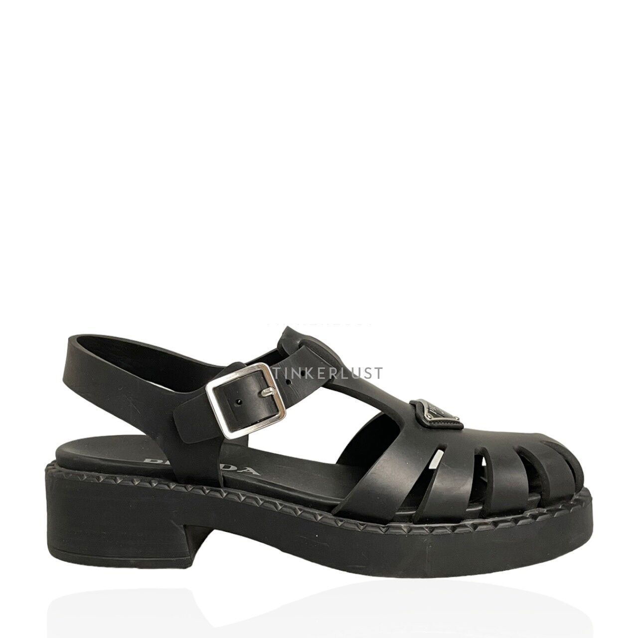 Prada Black Rubber Cage Sandals