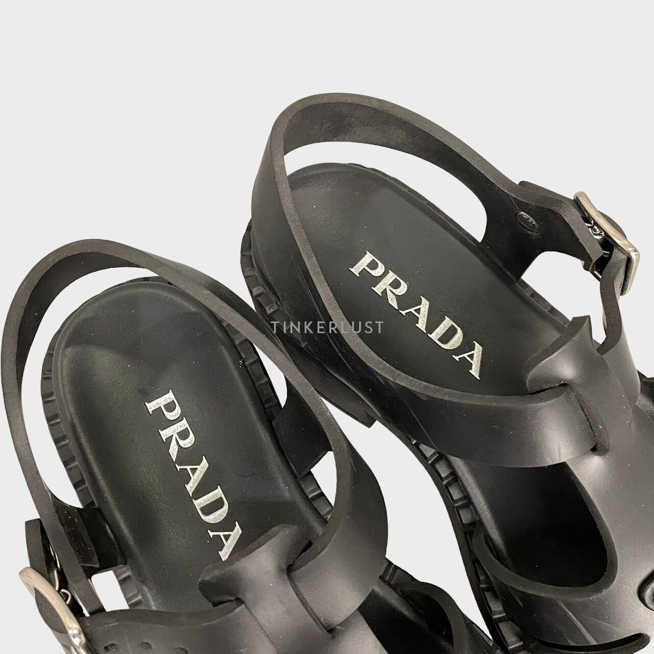 Prada Black Rubber Cage Sandals