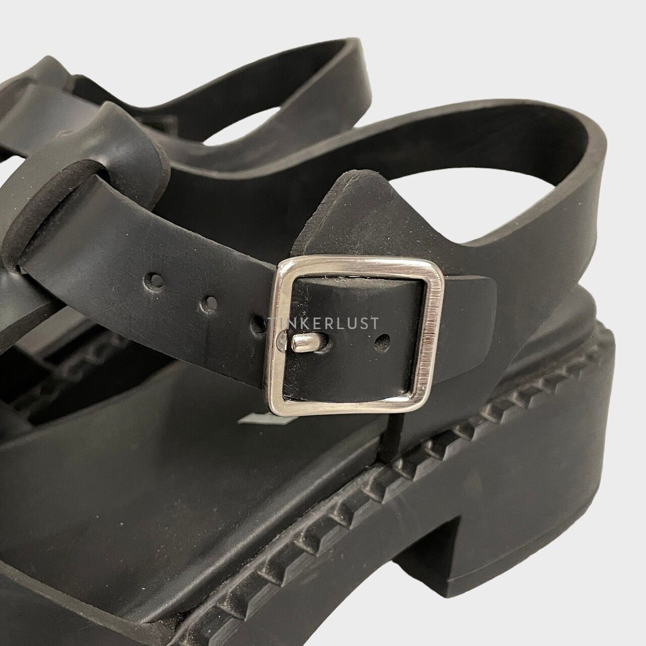 Prada Black Rubber Cage Sandals